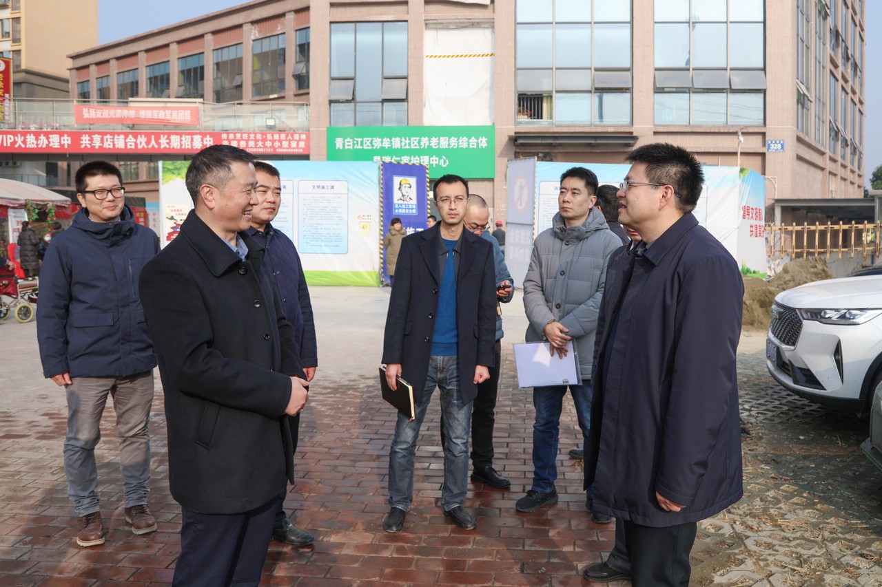 成都市青白江区委书记池勇一行到星瑞集团养老项目现场调研(图1)